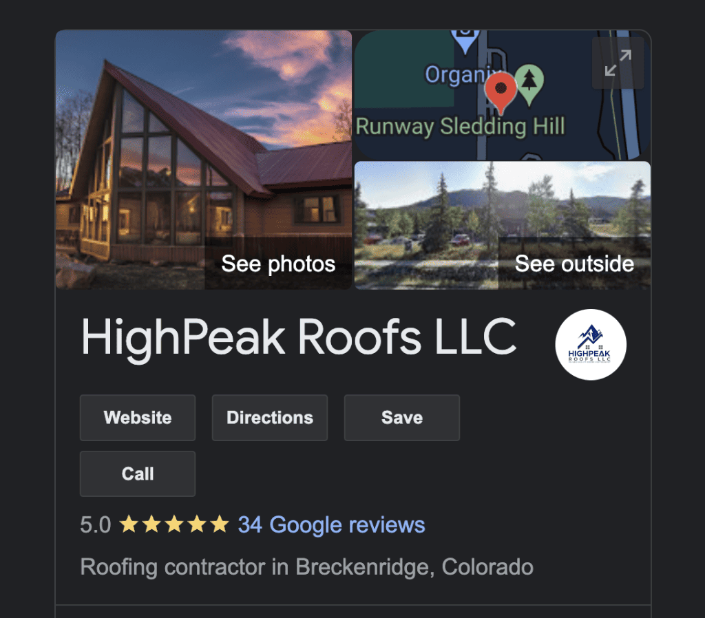 HighPeak Roofs on Google reviews